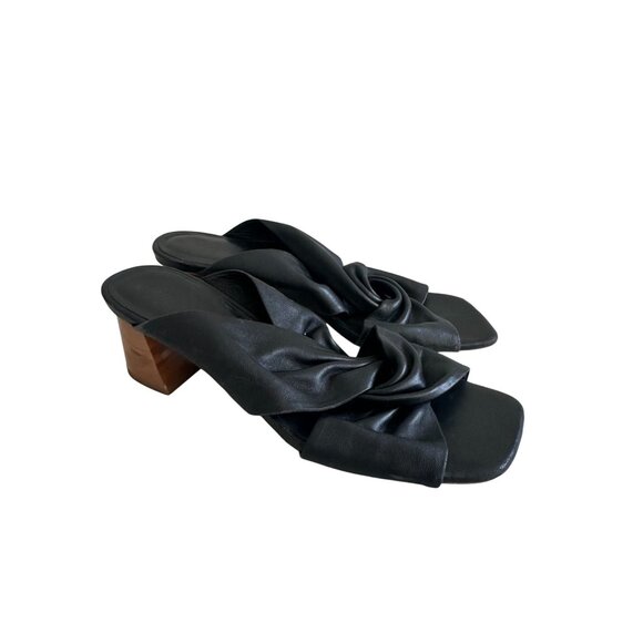 VINCE Black Leather Knot Sandals Heels Size US 8 / EUR 38 - Picture 5 of 9
